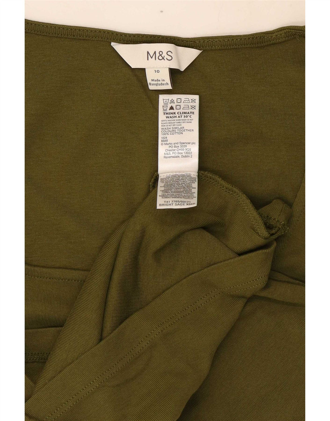 Tricou pentru femei Marks & Spencer Top UK 10 Small Khaki Bumbac