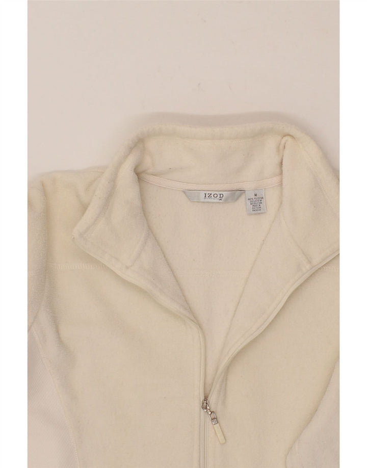 IZOD Womens Fleece Jacket UK 12 Medium Off White Colourblock Polyester Vintage Izod and Second-Hand Izod from Messina Hembry 