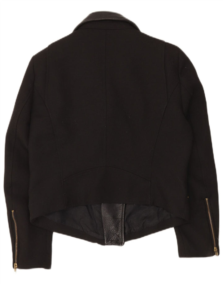 ZARA Womens Crop Biker Jacket UK 14 Large Black