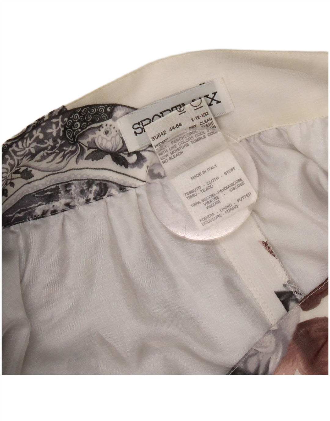 Fusta evazată cu model abstract Sportmax pentru femei UK 14 Medium W28 Alb