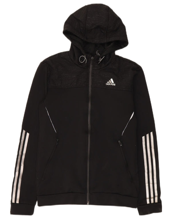 Pulover Adidas pentru bărbați, cu fermoar, poliester mic, negru