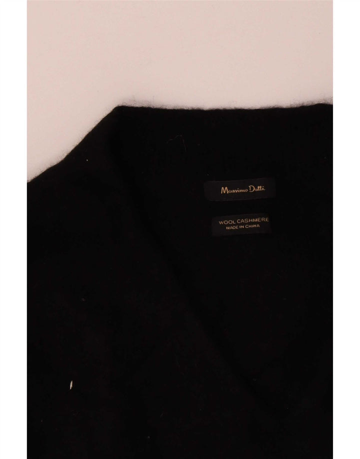 Pulover cu decolteu în V Massimo Dutti pentru femei UK 10 Lână neagră mică