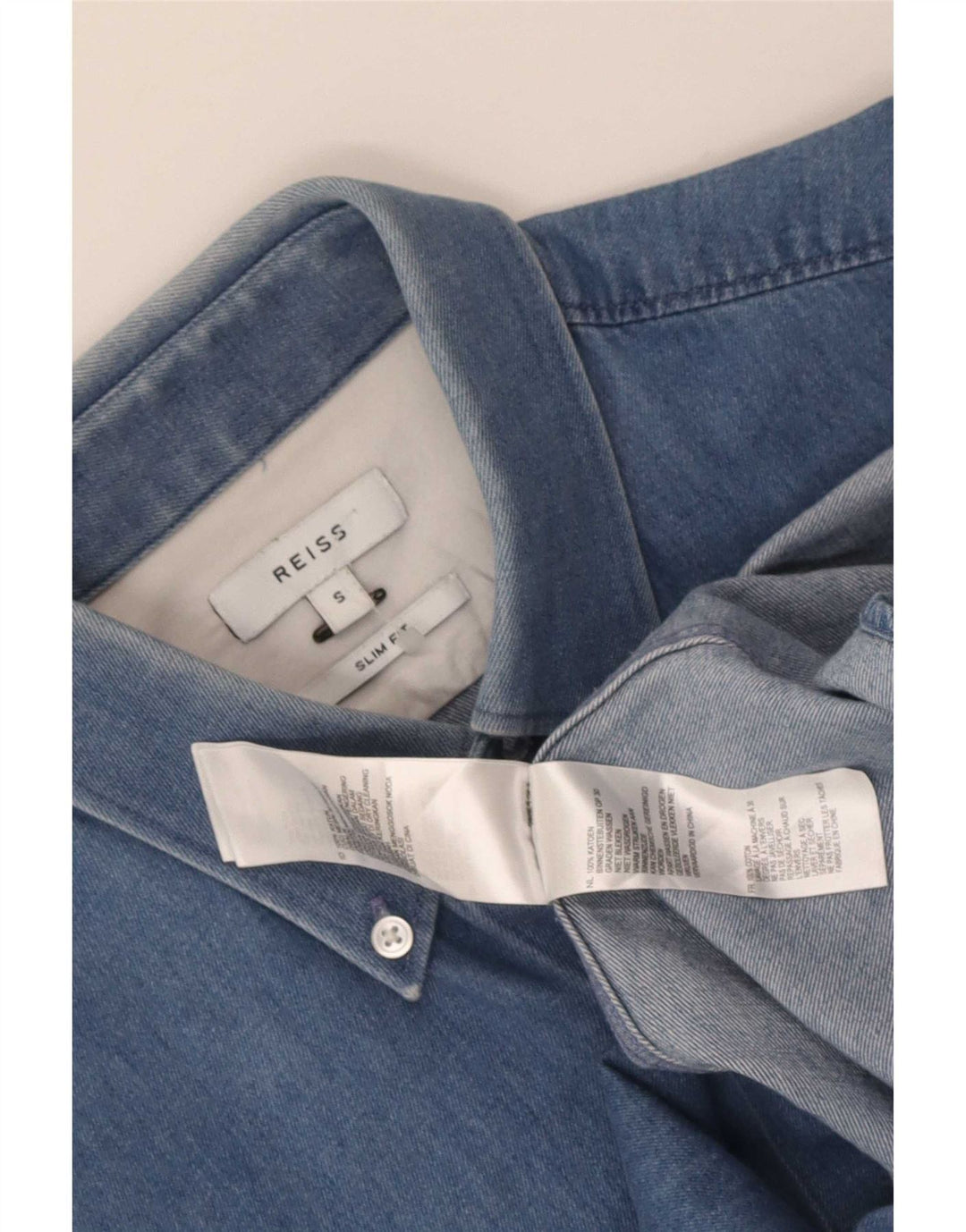 Cămașă Reiss pentru bărbați, slim fit, din denim, bumbac albastru mic