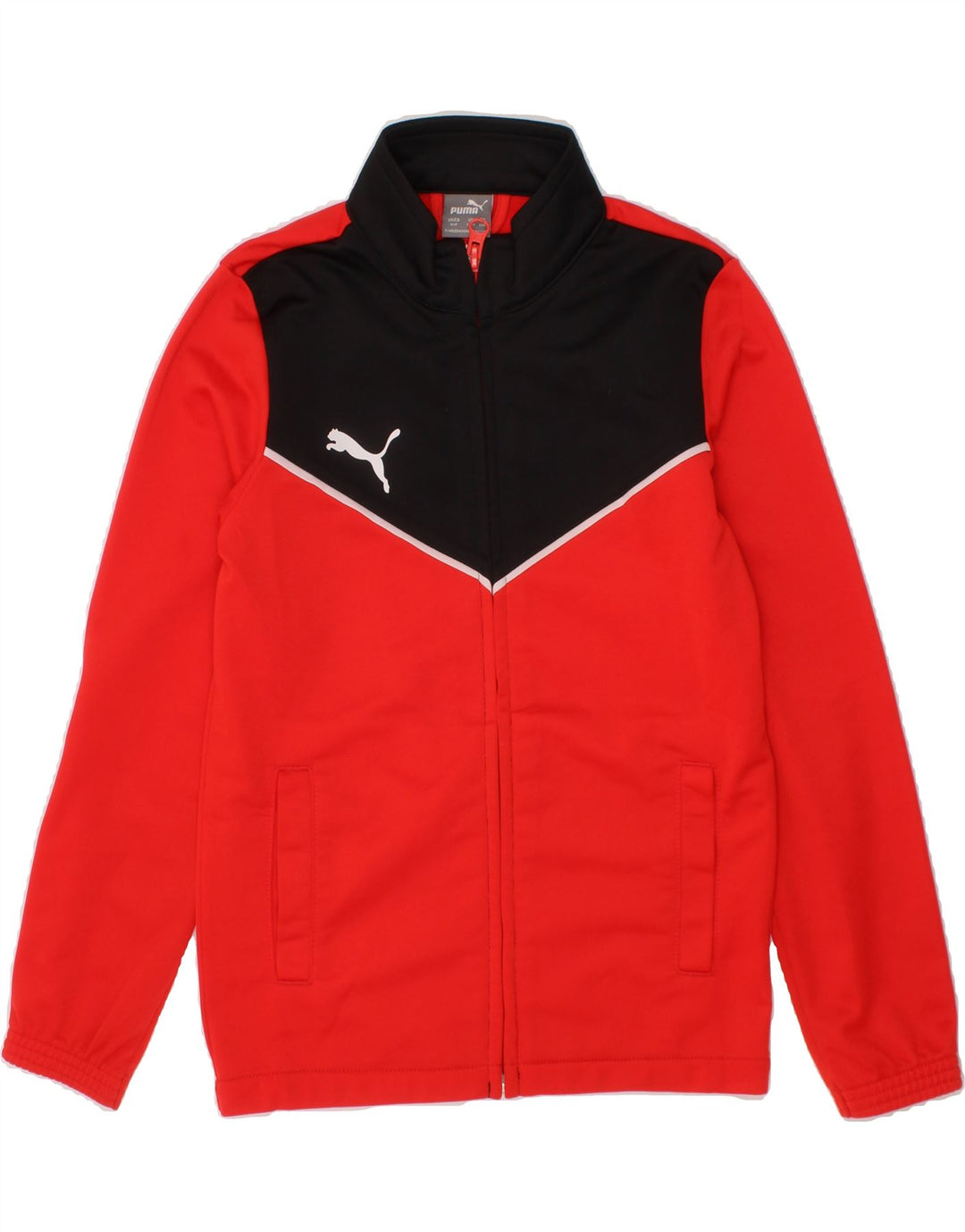 PUMA Boys Tracksuit Top Jacket 7-8 Years Red Colourblock Polyester Vintage Puma and Second-Hand Puma from Messina Hembry 