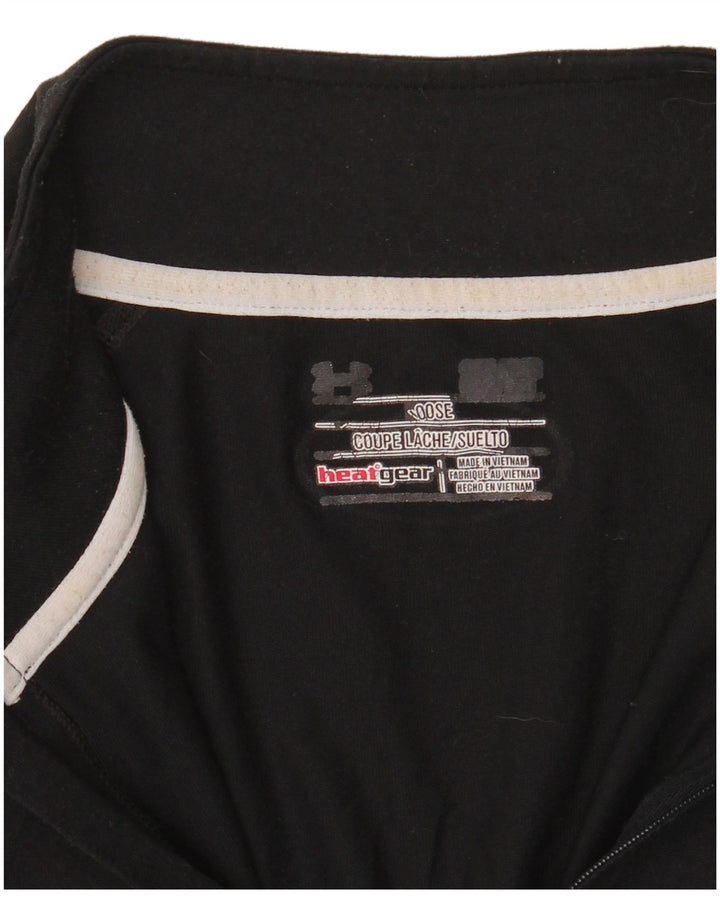 Top de trening Under Armour pentru bărbați Heat Gear cu fermoar și gât, negru mediu