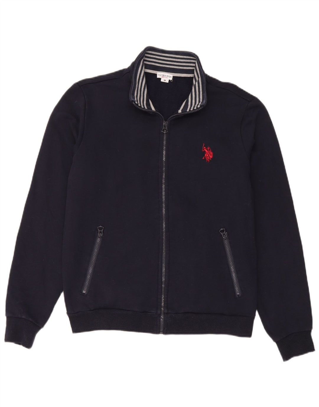 U.S. Polo Assn. Jachetă de trening cu grafică pentru bărbați, albastru bleumarin mediu