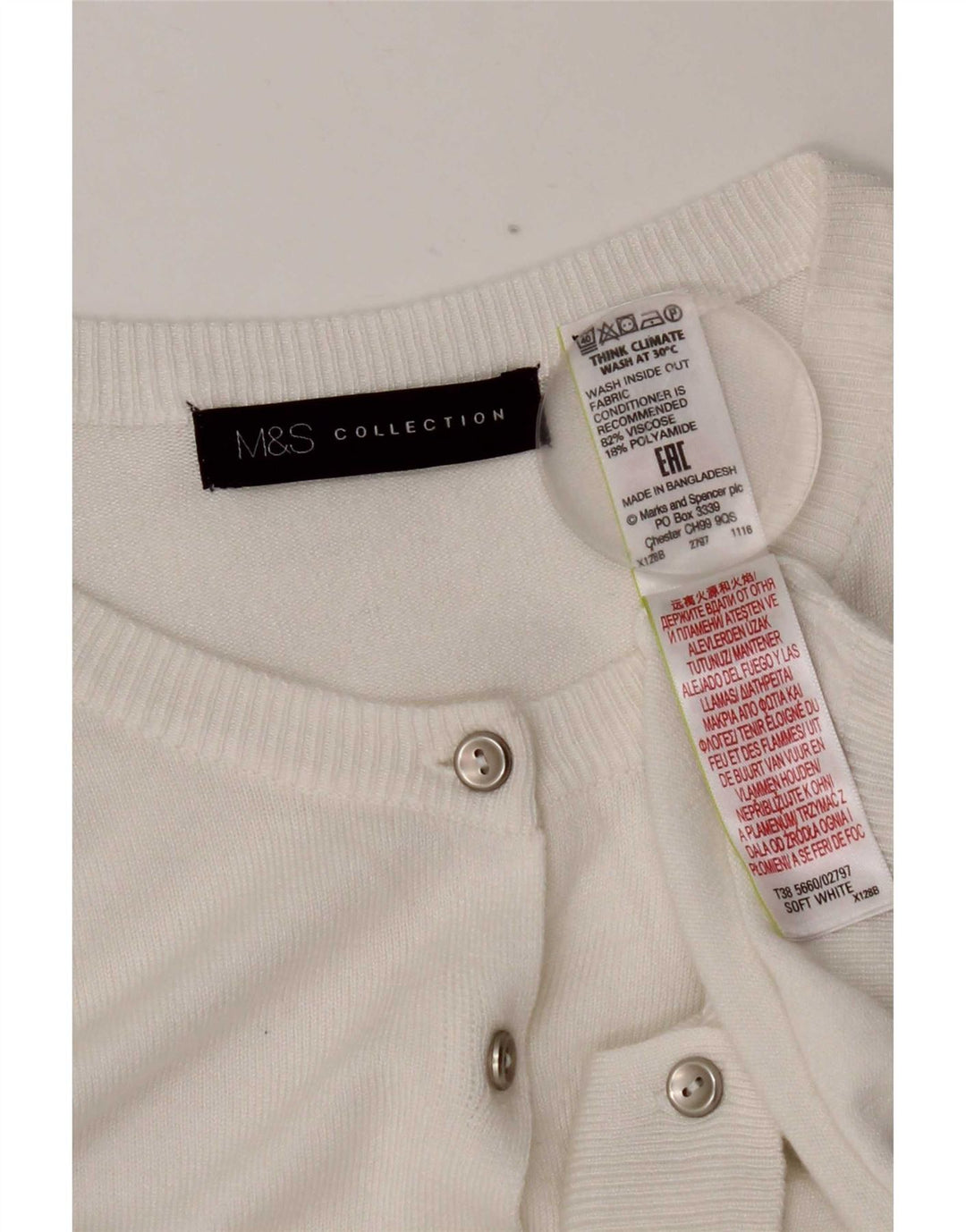 Marks & Spencer Pulover Crop Cardigan pentru femei UK 12 Medium White Viscose