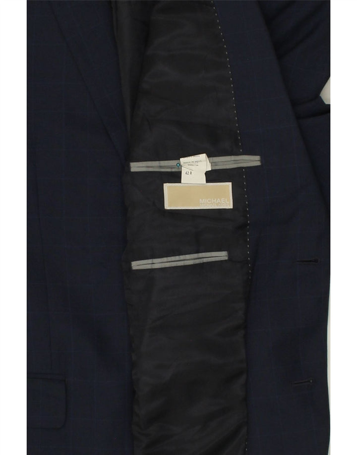 MICHAEL KORS Mens 2 Button Blazer Jacket UK 42 XL Navy Blue Check Vintage Michael Kors and Second-Hand Michael Kors from Messina Hembry 