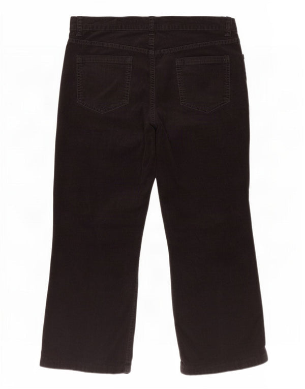 Marks & Spencer Womens Crop Corduroy Trousers UK 18 XL W36 L25 Black Cotton