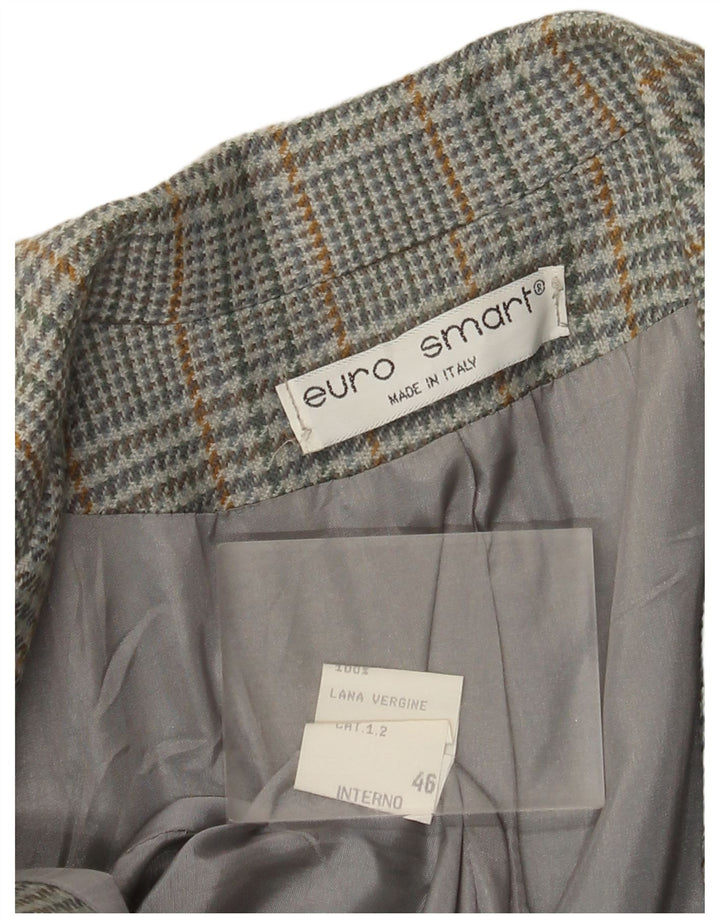 Jachetă vintage pentru femei cu 2 nasturi IT 46 Lână mare gri Houndstooth