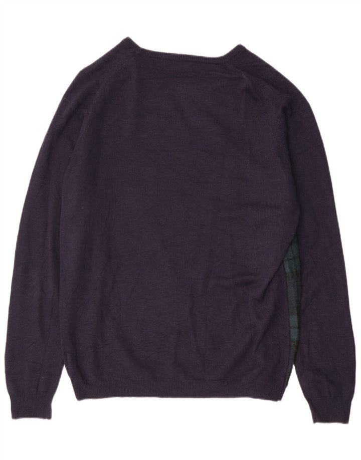 Pulover pentru bărbați ZARA, cu gât de barcă, XL, bleumarin, carouri