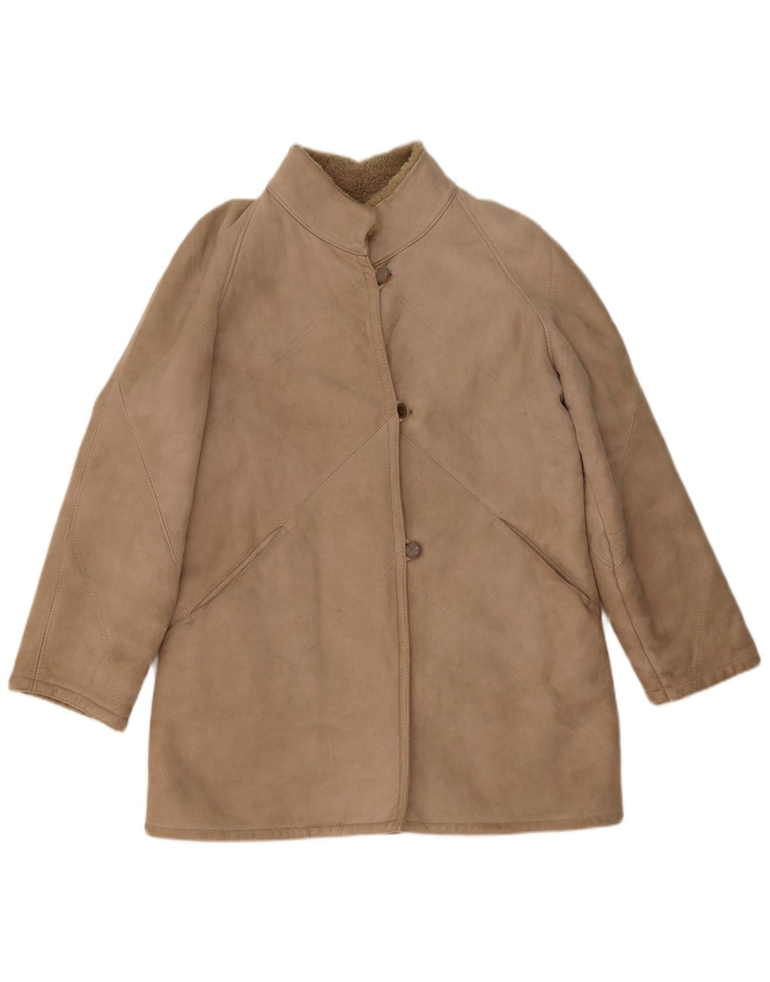 Jachetă vintage din shearling pentru femei IT 46 Large Beige Shearling