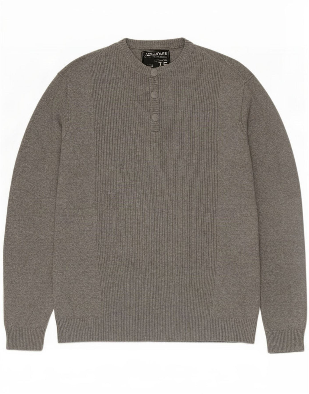 Pulover Jack & Jones pentru bărbați, cu gât cu nasturi, XL, gri