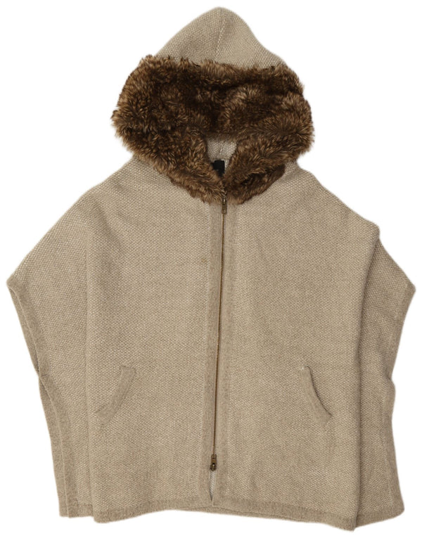 Zara Womens Hooded Poncho Jumper UK 14 Medium Grey