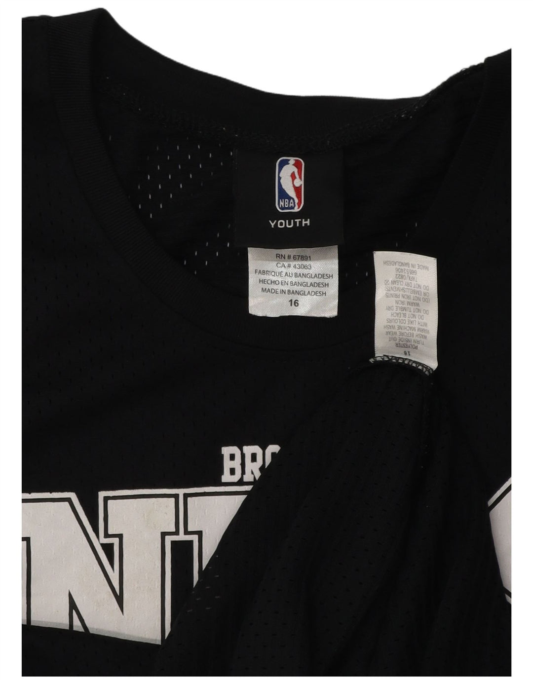 Vestă grafică NBA Brooklyn Nets pentru băieți, 15-16 ani, poliester negru
