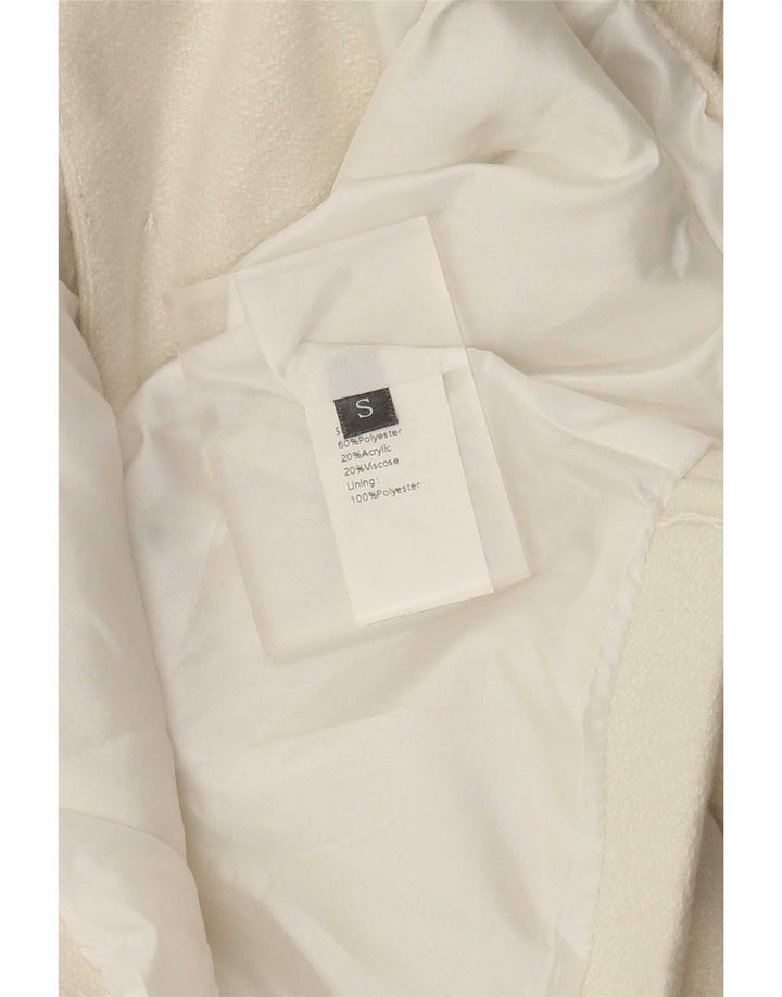 Jachetă Bolero Vintage pentru femei UK 10 Small din poliester alb
