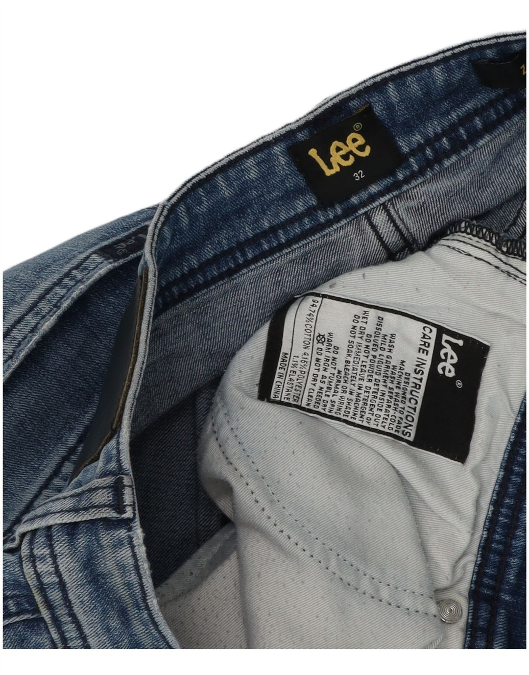 Pantaloni scurți din denim învechit pentru bărbați Lee W32, bumbac albastru mediu