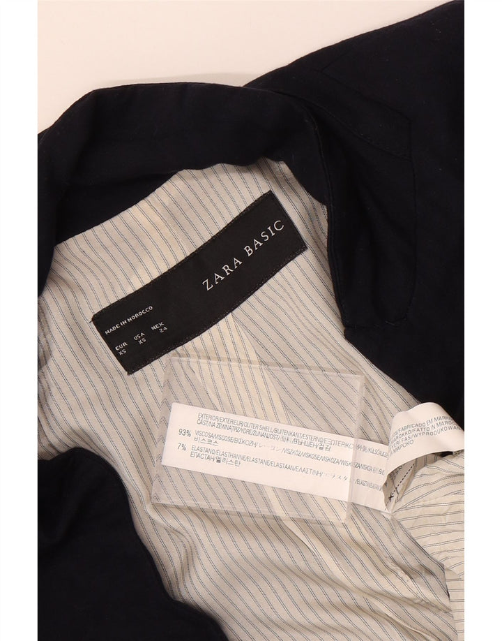 Jachetă Blazer Femei ZARA cu 1 nasture UK 6 XS Viscoză bleumarin