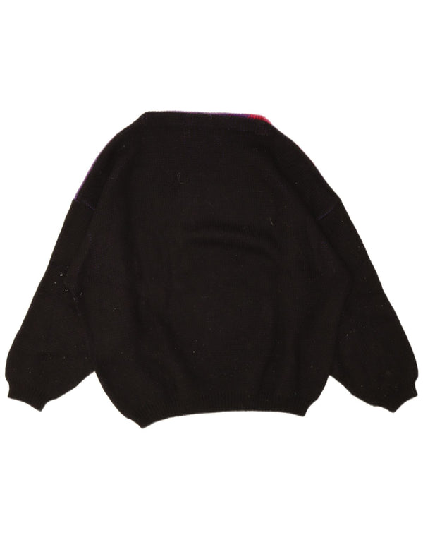 Pulover vintage pentru femei cu grafică supradimensionată cu gât de barcă, UK 18 XL, violet