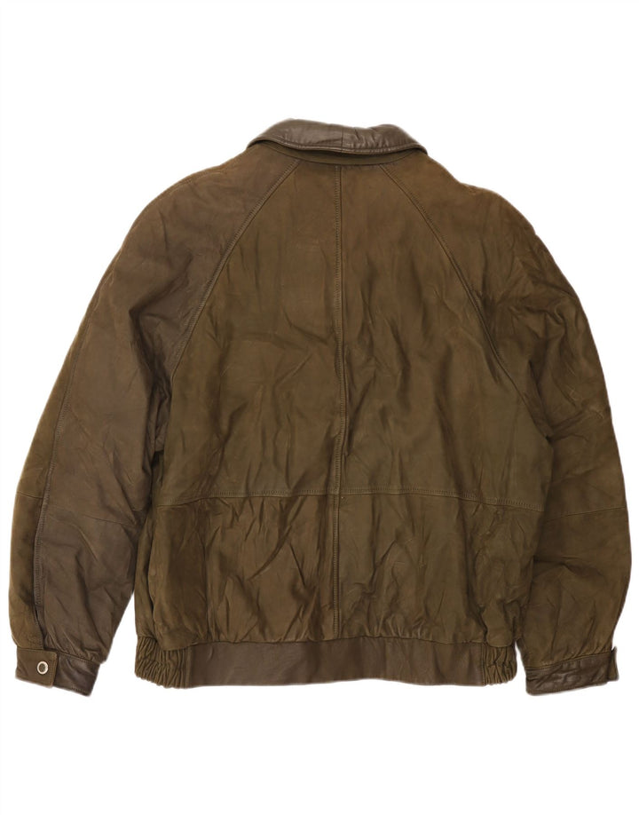 Jachetă de piele vintage pentru bărbați UK 42 XL verde