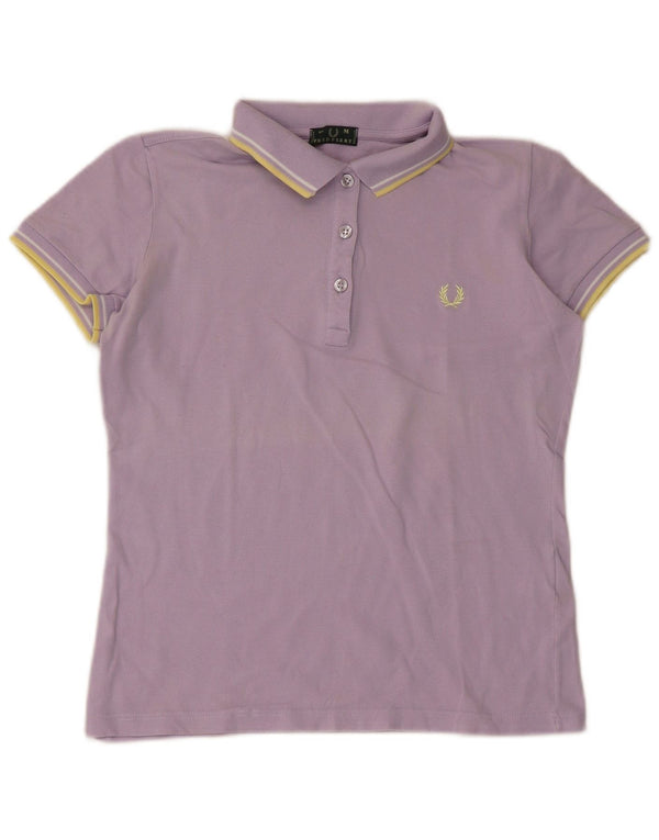 Cămașă polo pentru femei Fred Perry UK 12, bumbac cu dungi violet mediu