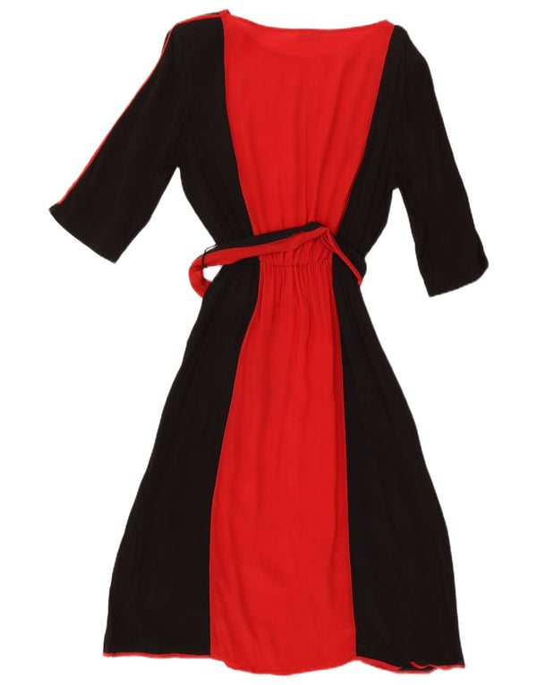 Marika Blu Womens Maxi Dress UK 16 Large Red Colourblock Acetate