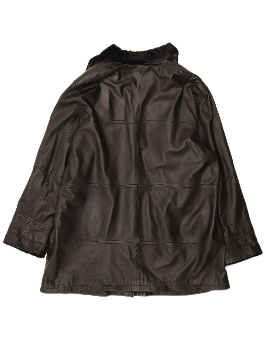 Palton din piele vintage pentru femei UK 24 4XL Piele neagră