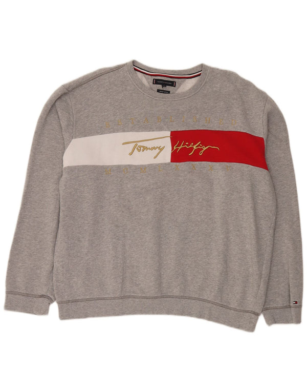 Pulover grafic pentru bărbați Tommy Hilfiger, bumbac color bloc, 2XL, gri
