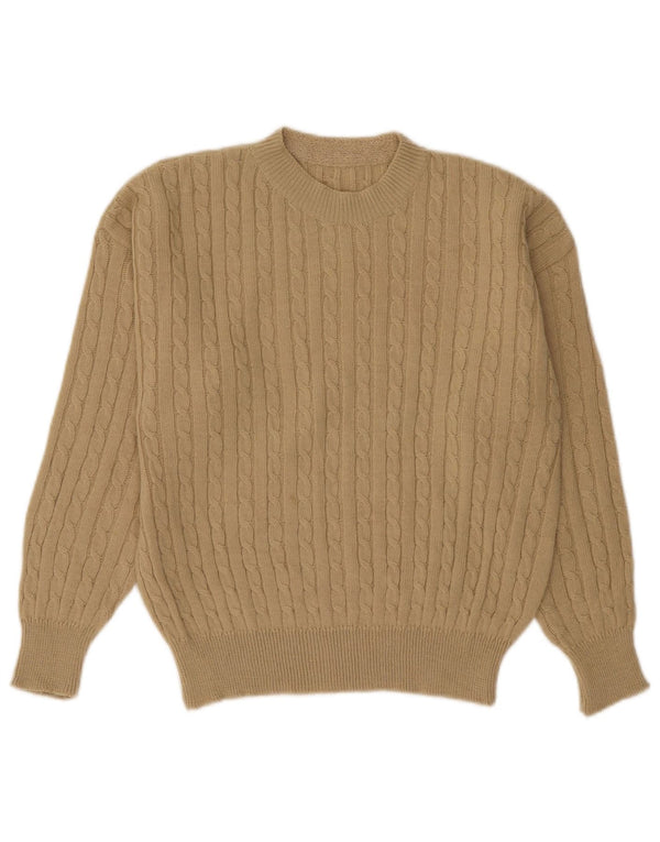 Pulover vintage pentru femei cu decolteu rotund UK 14 mare bej