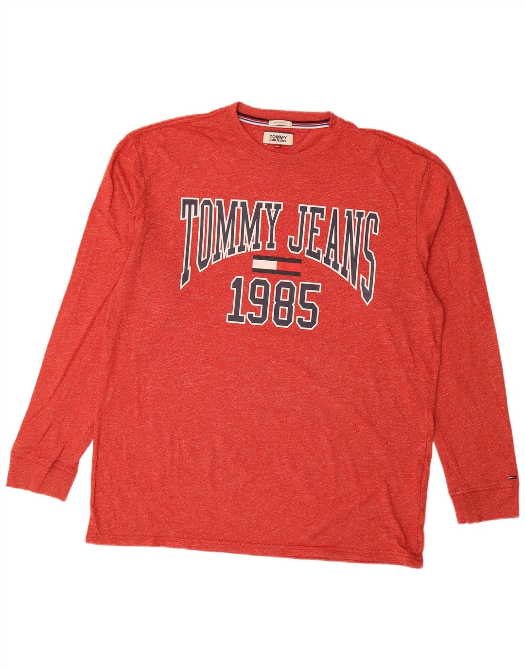 Top grafic cu mânecă lungă, 2XL, roșu peteat, pentru bărbați, Tommy Hilfiger