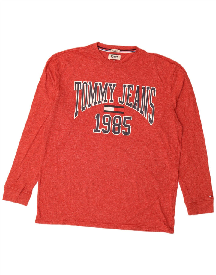 Top grafic cu mânecă lungă, 2XL, roșu peteat, pentru bărbați, Tommy Hilfiger