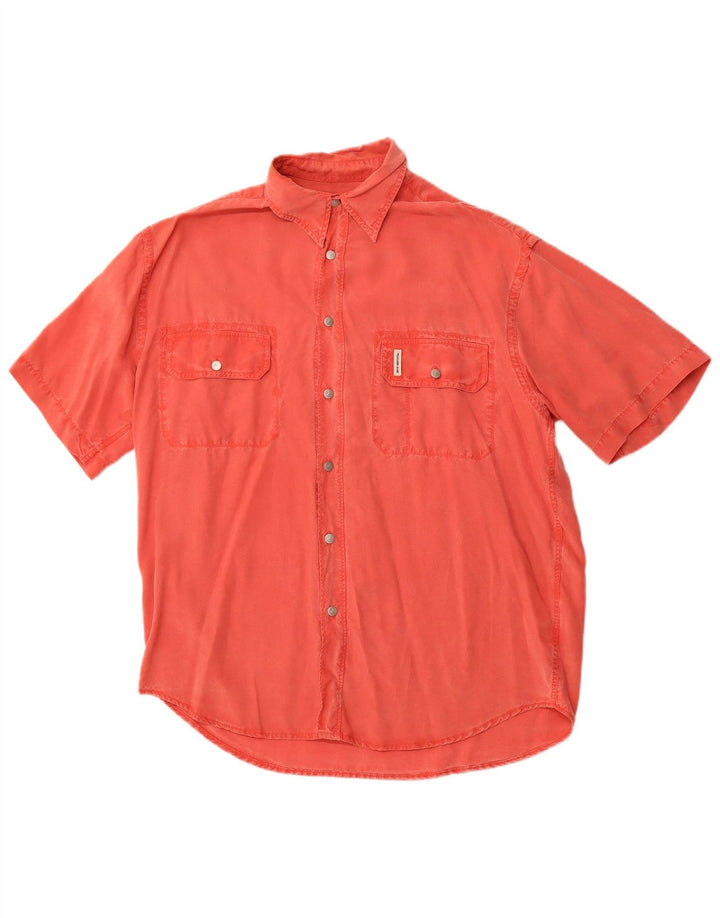 Cămașă cu mânecă scurtă pentru bărbați TRUSSARDI JEANS Lyocell roșu mediu