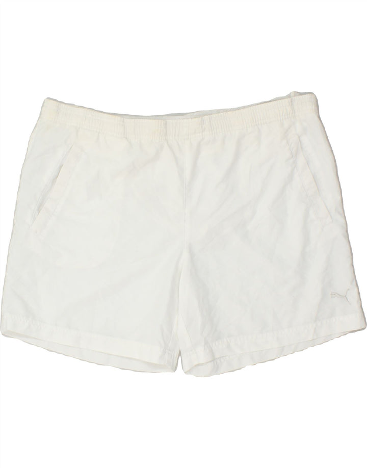 PUMA Mens Graphic Sport Shorts XL White Polyester | Vintage Puma | Thrift | Second-Hand Puma | Used Clothing | Messina Hembry 