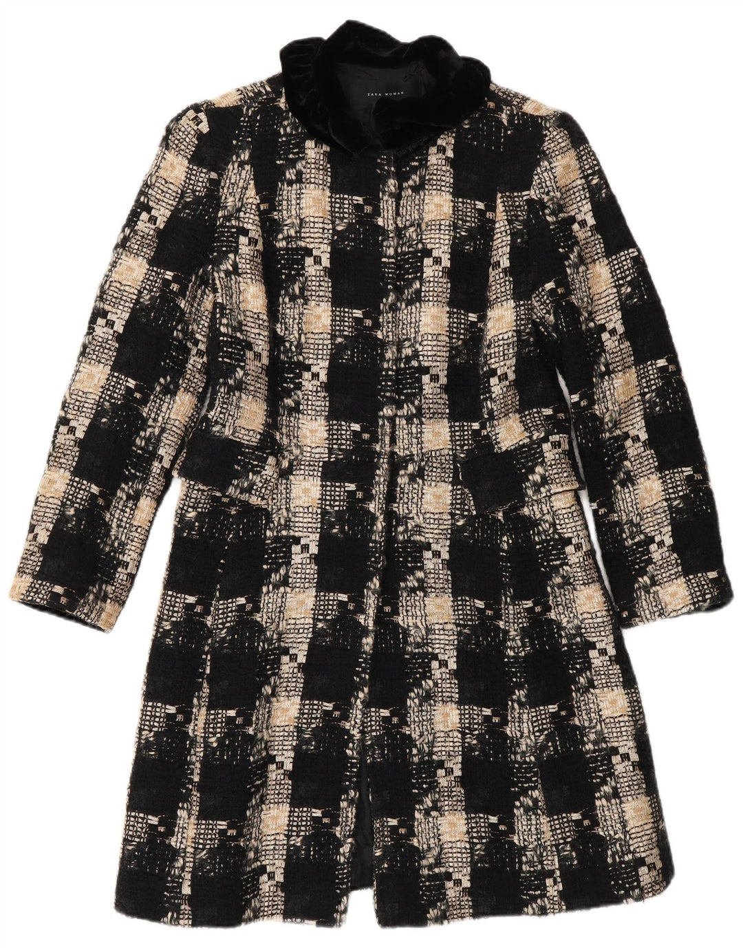 Pardesiu pentru femei Zara UK 12 Medium Black Check Lână