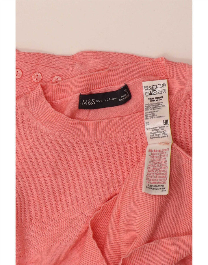 Pulover pentru femei Marks & Spencer cu decolteu rotund din viscoză roz mediu UK 12