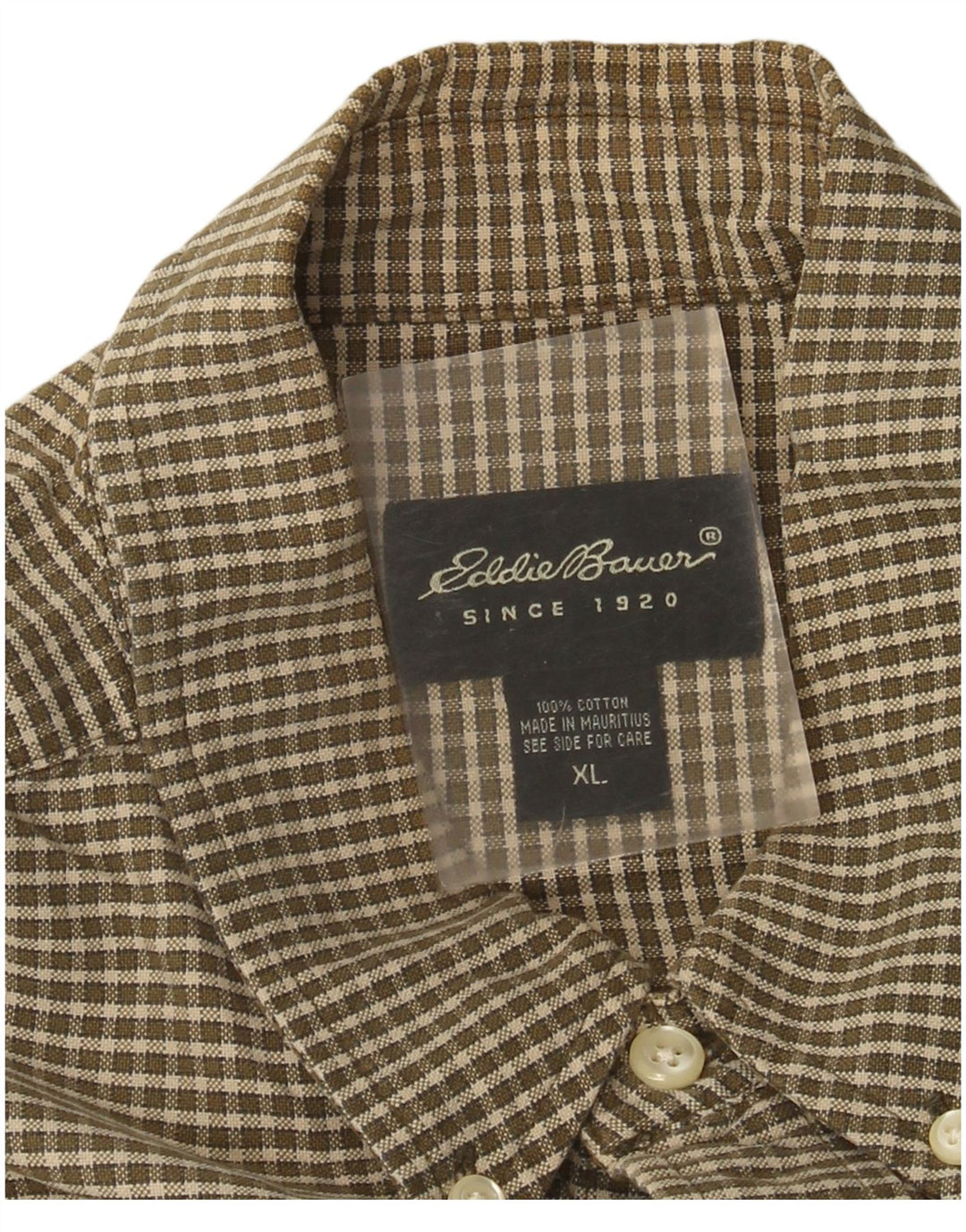 Cămașă pentru bărbați Eddie Bauer XL din bumbac cu carouri maro