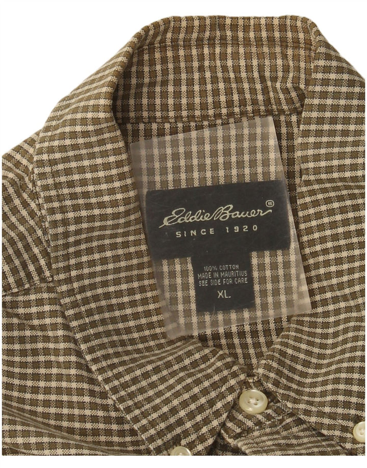 Cămașă pentru bărbați Eddie Bauer XL din bumbac cu carouri maro