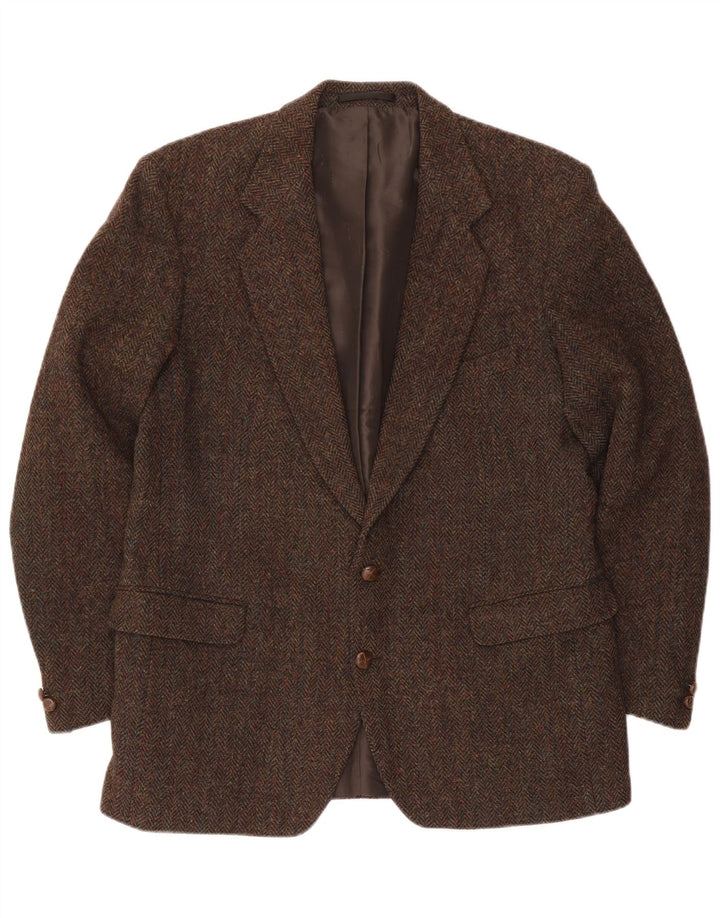 Jachetă pentru bărbați Harris Tweed cu 2 nasturi, UK 44 2XL, lână maro check
