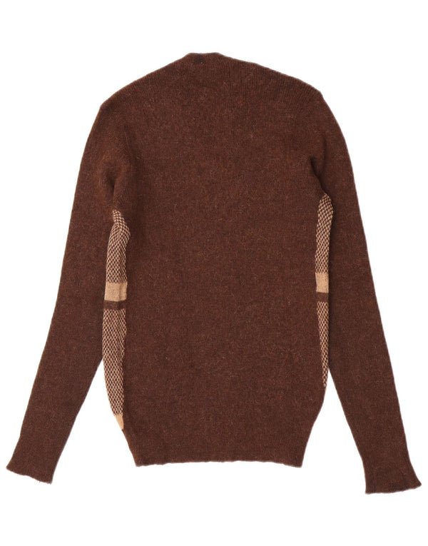 Pulover vintage pentru femei cu decolteu în V UK 10, maro, colorat