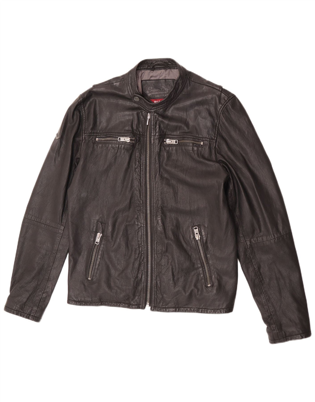 Jachetă Racer din piele Superdry pentru femei UK 18 XL, piele neagră