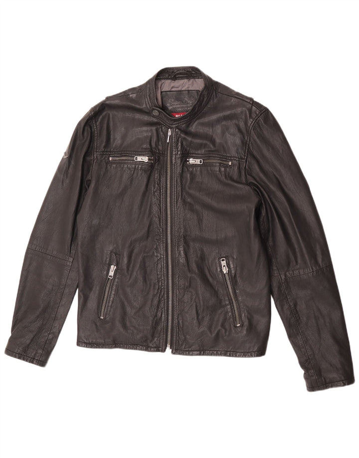 Jachetă Racer din piele Superdry pentru femei UK 18 XL, piele neagră