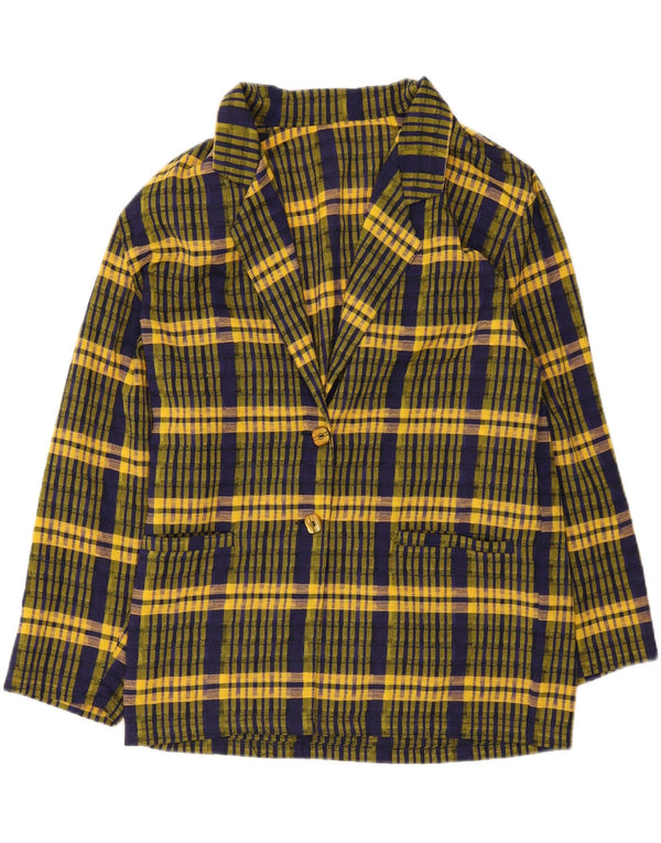 Blazer vintage pentru femei cu 2 nasturi, UK 16, mare, carouri galbene
