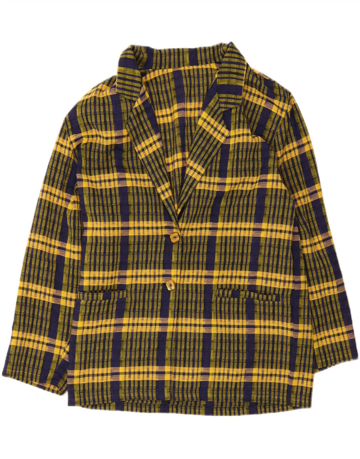 Blazer vintage pentru femei cu 2 nasturi, UK 16, mare, carouri galbene
