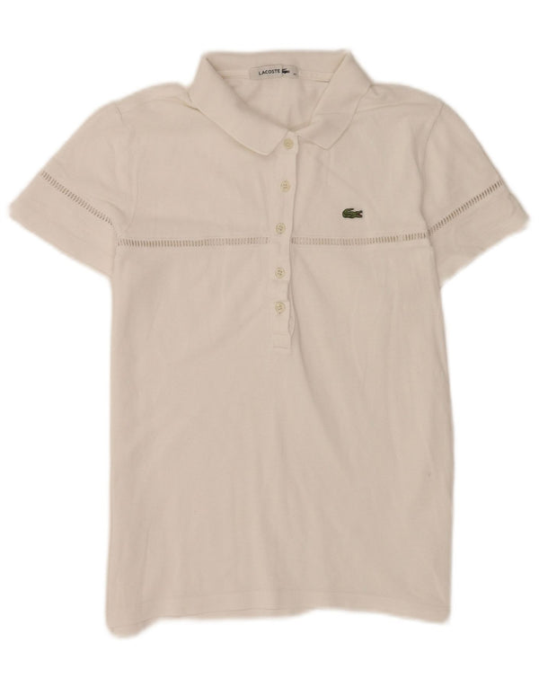 Tricou polo regulat pentru femei Lacoste Mărimea 40 alb mediu