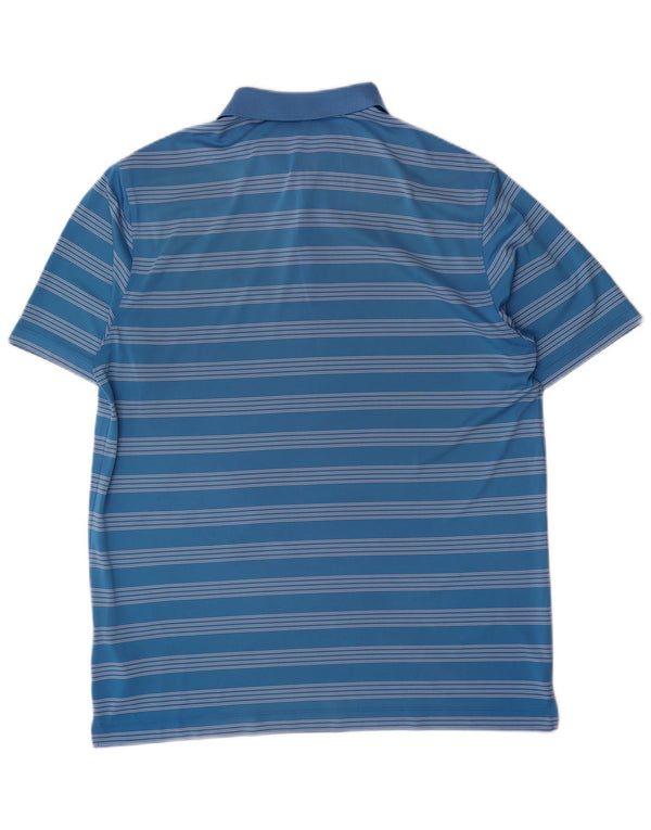 Nike Mens Polo Shirt XL Blue Striped Polyester