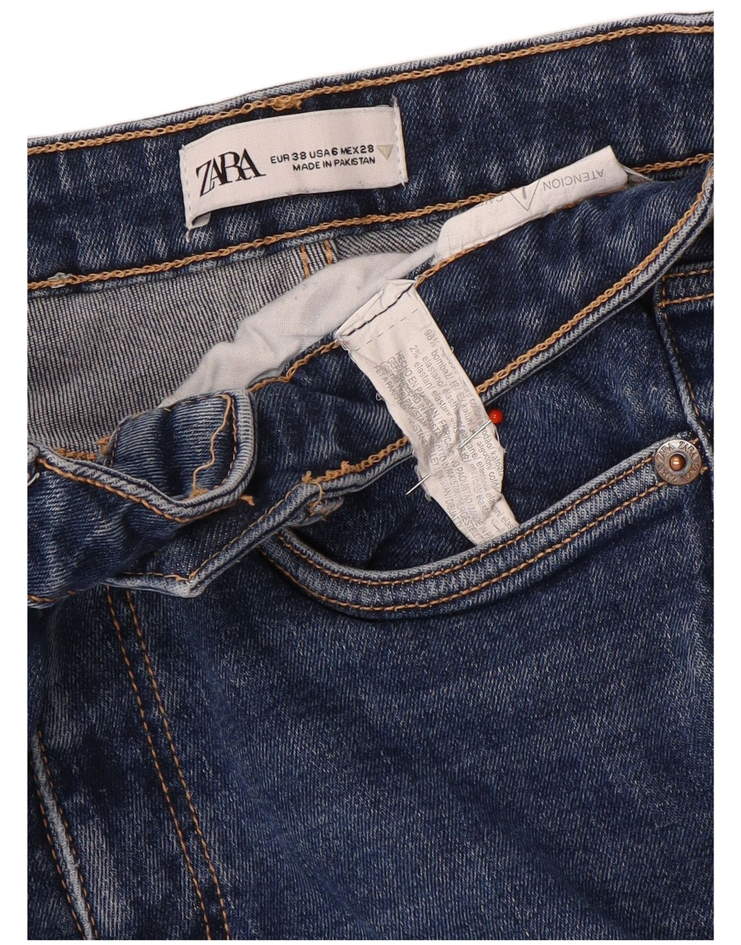 Blugi Zara Femei Bootcut EU 38 Mici W28 L26 Albastru