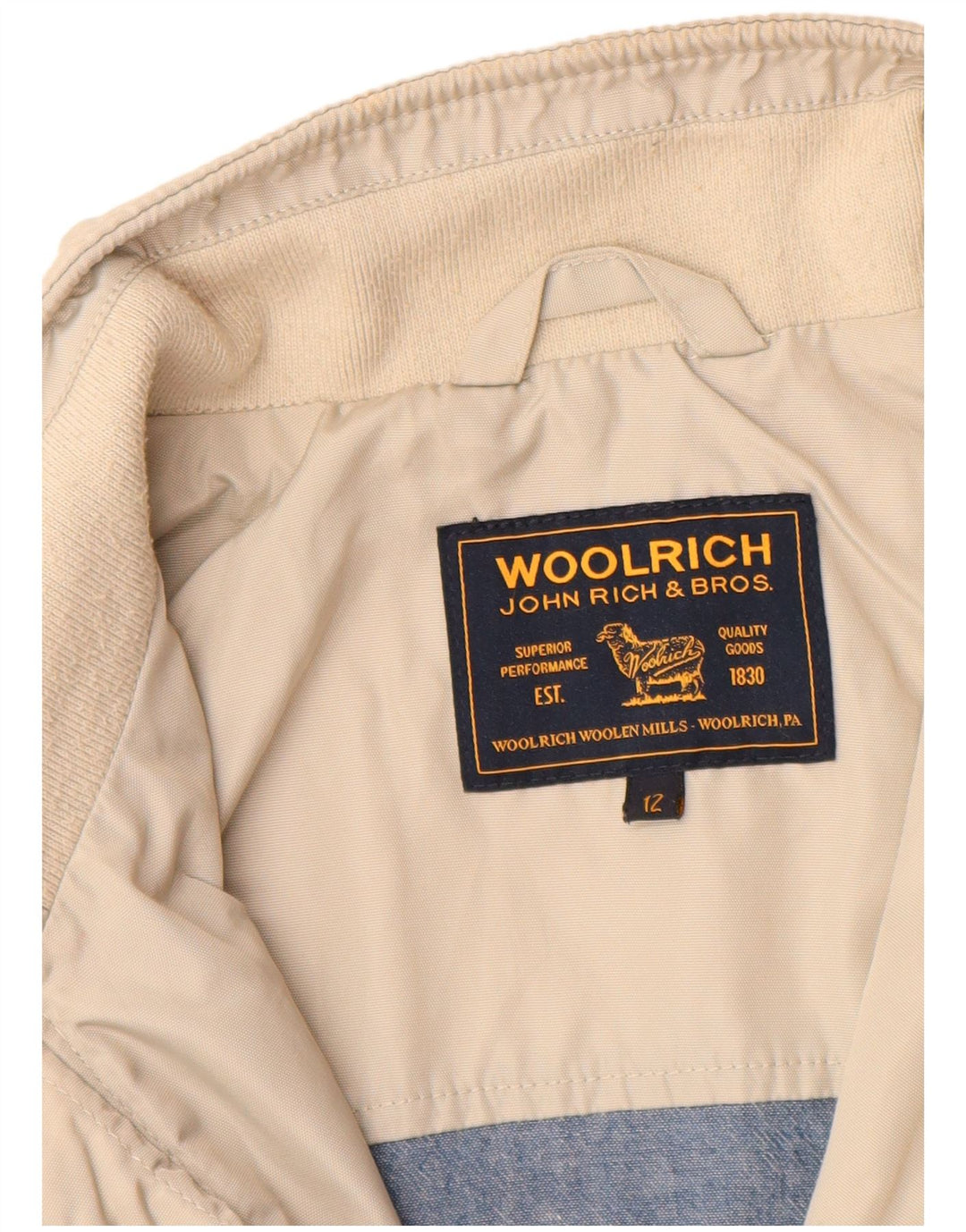 Bomber pentru băieți WOOLRICH 11-12 ani, bej, nailon
