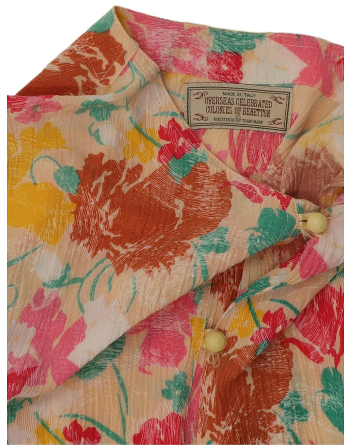 Bluză cămașă crop BENETTON pentru femei UK 14 Medium Multicolor Floral