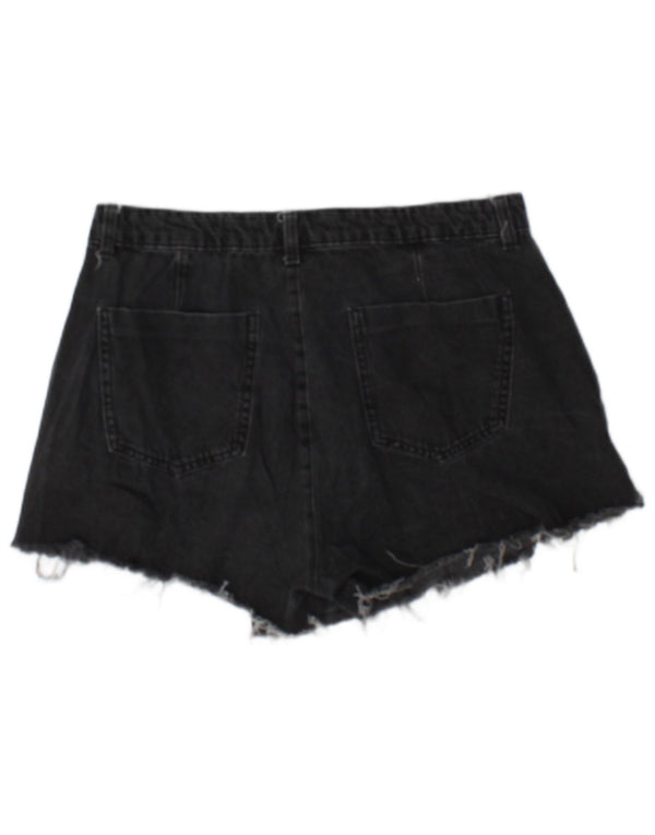 Pantaloni scurți din denim pentru femei Zara UK 14 Large W30 Bumbac negru