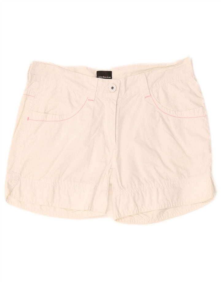 Pantaloni scurți Calvin Klein pentru femei W28 bumbac alb mediu